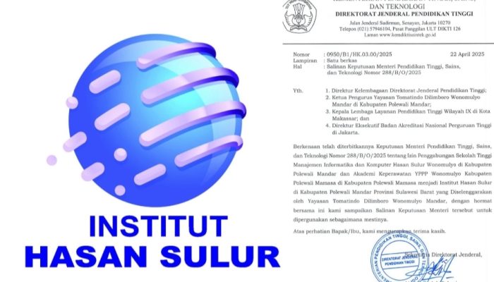 SK Kemdiktisaintek, Akper YPPP Wonomulyo dan STIMIK Hasan Sulur Resmi Bergabung Menjadi Institut Hasan Sulur